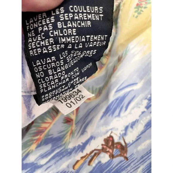 VINTAGE Tommy Hilfiger Men’s Palm Tree Hawaiian Button Front Short Sleeves LARGE - Picture 11 of 12